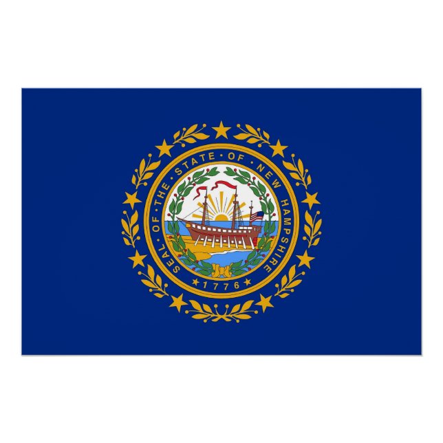Patriotic wall poster with Flag of New Hampshire (Front)