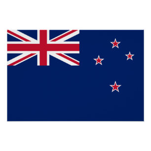 Patriotic wall poster with Flag of New Zealand