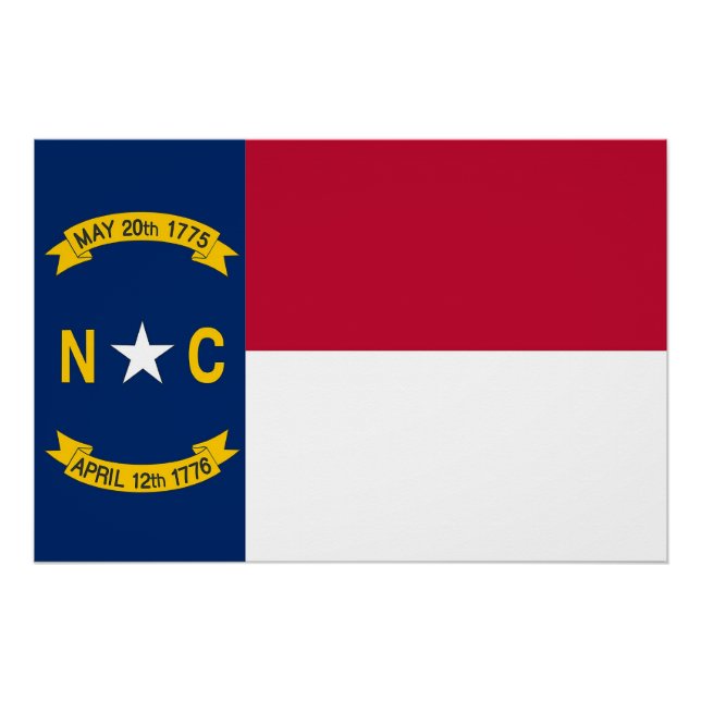 Patriotic wall poster with Flag of North Carolina (Front)