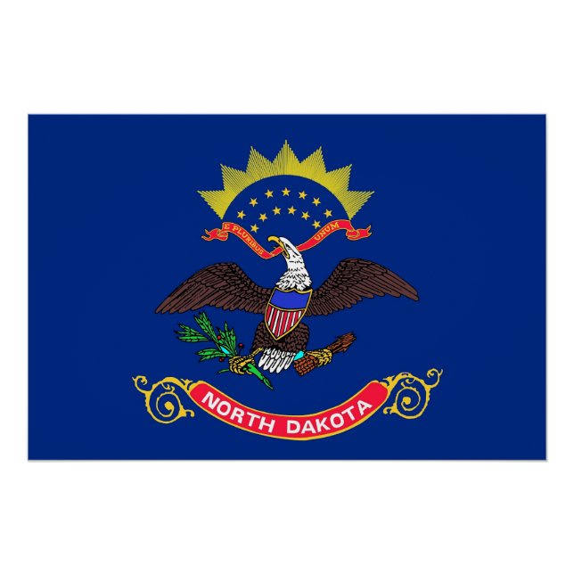Patriotic wall poster with Flag of North Dakota (Front)
