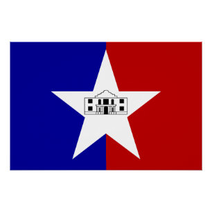 Patriotic wall poster with Flag of San Antonio