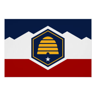 Patriotic wall poster with Flag of Utah, USA