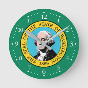Patriotic Washington State Flag Round Clock