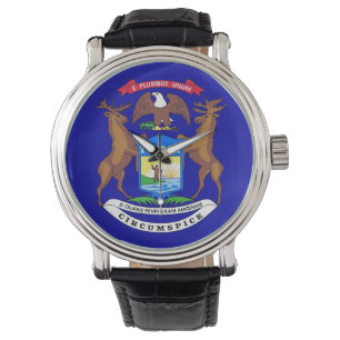 Patriotic watch with Flag of Michigan