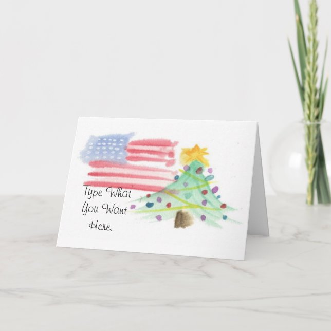 Patriotic Watercolor Christmas Card - Ver. 9 (Front)