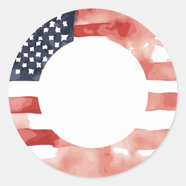 Patriotic Watercolor Flag 4th of July Classic Round Sticker (Front)