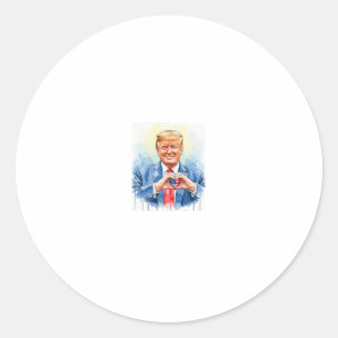 Patriotic Watercolor Trump Heart Hands Classic Round Sticker