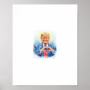 Patriotic Watercolor Trump Heart Hands Poster