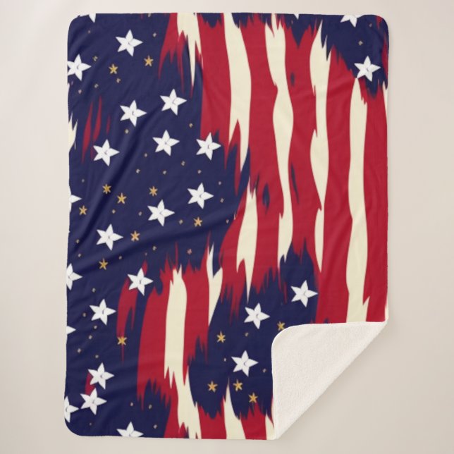 Patriotic Waves Sherpa Blanket (Front)