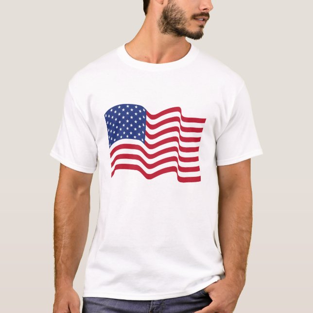Patriotic Waving American Flag T-Shirt (Front)
