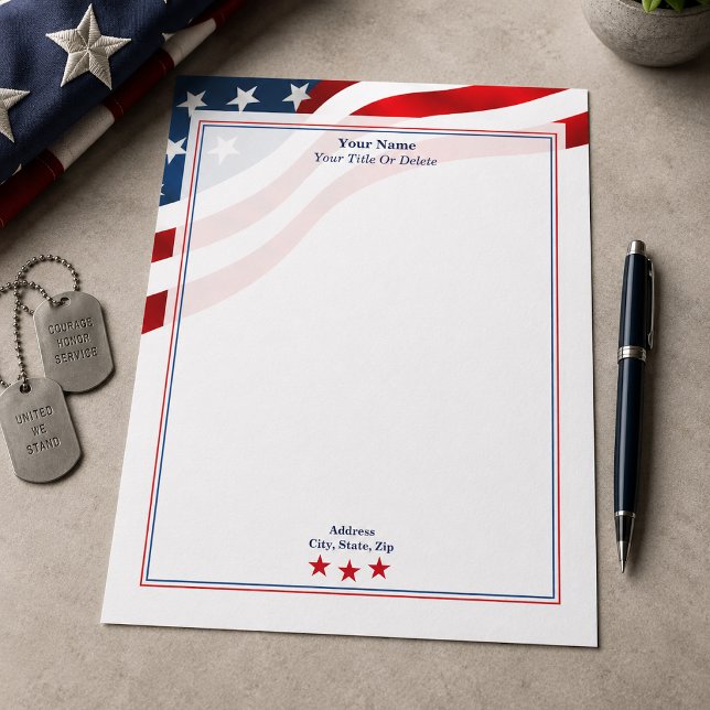 Patriotic Wavy Flag American Letterhead (Creator Uploaded)
