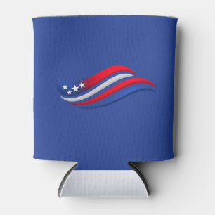 Patriotic Wavy Flag Plate   USA Stars Celebration  Can Cooler