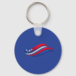 Patriotic Wavy Flag Plate   USA Stars Celebration  Key Ring