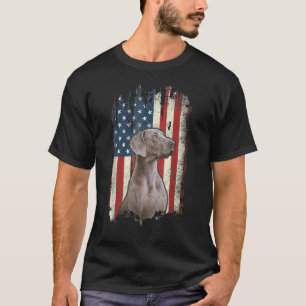 Patriotic Weimaraner American Flag Dog Men Women T-Shirt