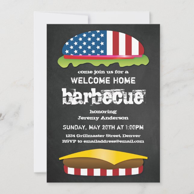 Patriotic Welcome Home BBQ Invitation (Front)