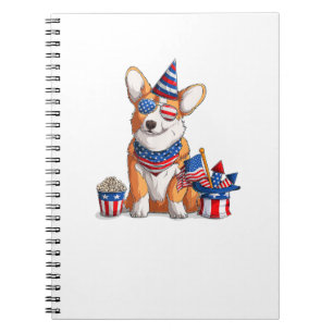 Patriotic Welsh Corgi Dog Pup 4th of July Notebook