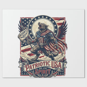 Patriotic Werewolf Patriot Horror Monster Patriot Wrapping Paper
