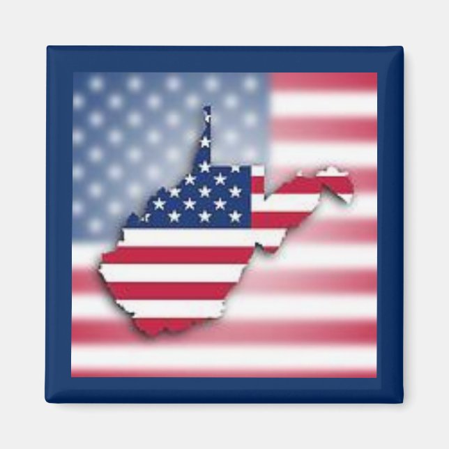 Patriotic West Virginia 2" Square Magnet (Front)