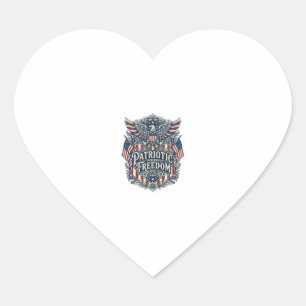 Patriotic Western Floral Vector Graphic Tee Heart Sticker