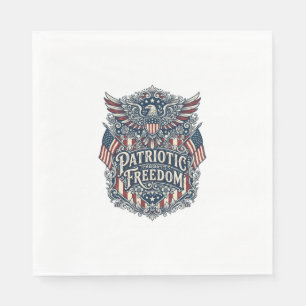 Patriotic Western Floral Vector Graphic Tee Napkin