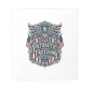 Patriotic Western Floral Vector Graphic Tee Notepad