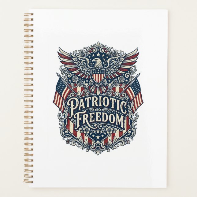 Patriotic Western Floral Vector Graphic Tee Planner (Front)