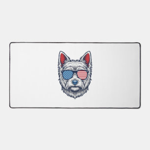 Patriotic Westie Dog Sunglasses Vintage Vector Art Desk Mat