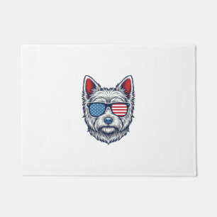 Patriotic Westie Dog Sunglasses Vintage Vector Art Doormat