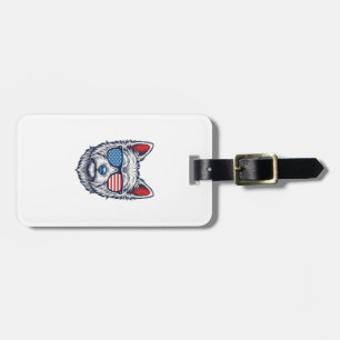 Patriotic Westie Dog Sunglasses Vintage Vector Art Luggage Tag