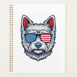 Patriotic Westie Dog Sunglasses Vintage Vector Art Planner