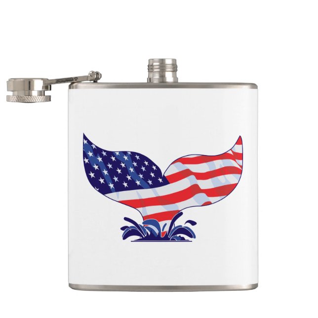 Patriotic Whale Tail Hip Flask (Opened)