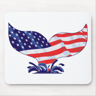 Patriotic Whale Tail Mouse Pad