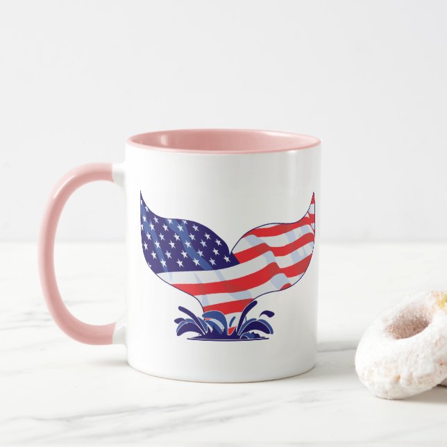 Patriotic Whale Tail Mug (With Donut)
