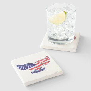 Patriotic Whale Tail Stone Coaster