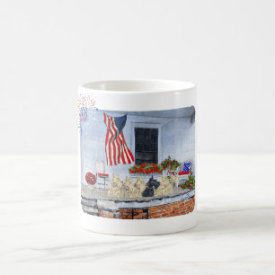 Patriotic Wheaten and Black Scottish Terriers Coffee Mug