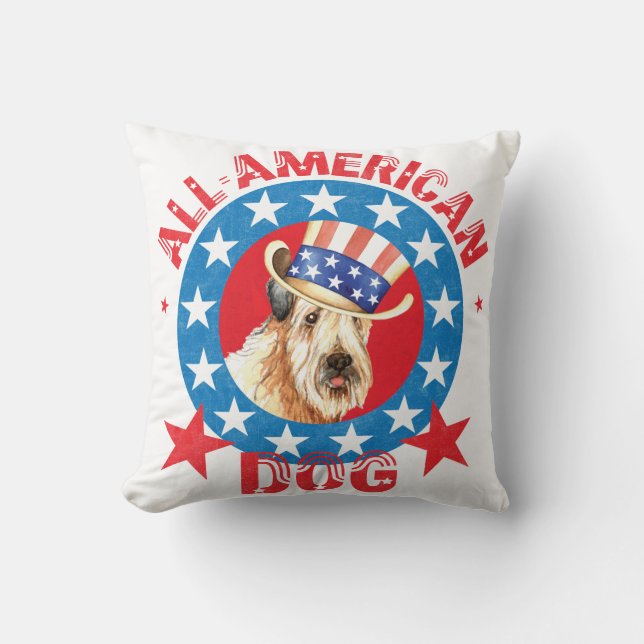 Patriotic Wheaten Cushion (Front)