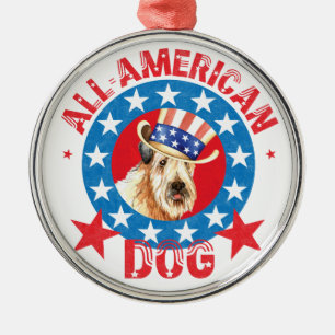 Patriotic Wheaten Metal Tree Decoration