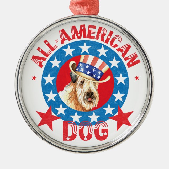 Patriotic Wheaten Metal Tree Decoration (Front)