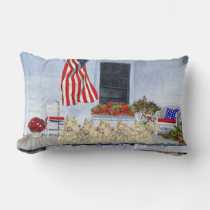 Patriotic Wheaten Scottish Terriers Lumbar Cushion