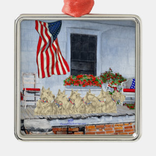 Patriotic Wheaten Scottish Terriers Metal Tree Decoration
