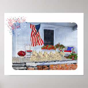 Patriotic Wheaten Scottish Terriers Poster
