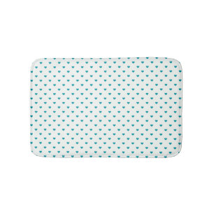 Patriotic White and Blue Heart Shape Bath Mat