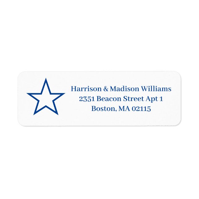 Patriotic white & blue star custom Return Address Label (Front)