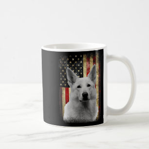 Patriotic White German Shepherd Flag American Usa  Coffee Mug