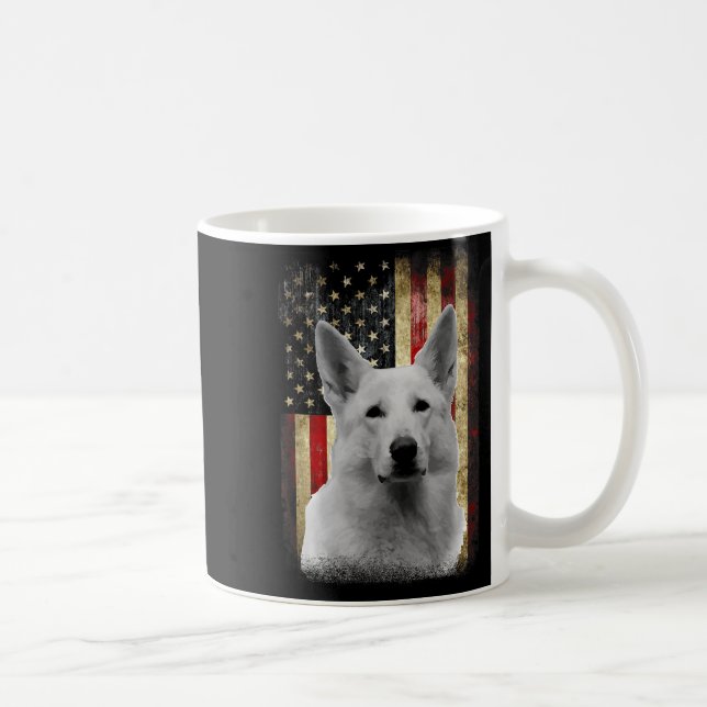 Patriotic White German Shepherd Flag American Usa  Coffee Mug (Right)