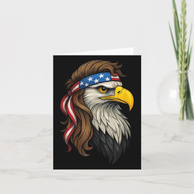 Patriotic White Head Eagle Us Flag Bandanna Mullet Card (Front)