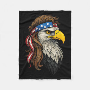 Patriotic White Head Eagle Us Flag Bandanna Mullet Fleece Blanket