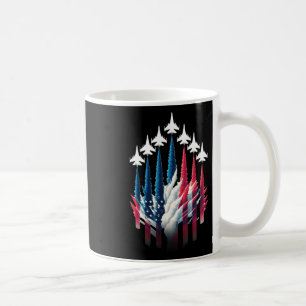 Patriotic White Red Usa Flag Blue Fighter 4th Of J Coffee Mug