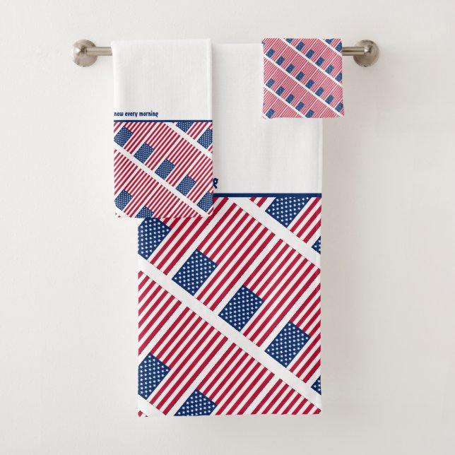 Patriotic | White | USA AMERICAN FLAG Bath Towel Set (Insitu)