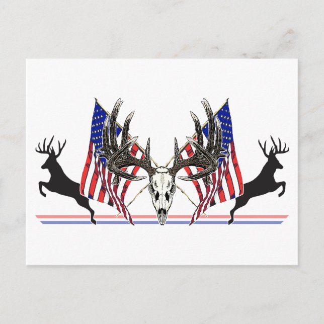 Patriotic Whitetail buck Postcard (Front)